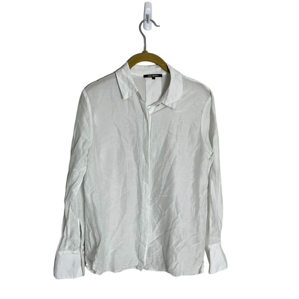 Kobi Halperin White Silk Blend Button Down Shirt XS